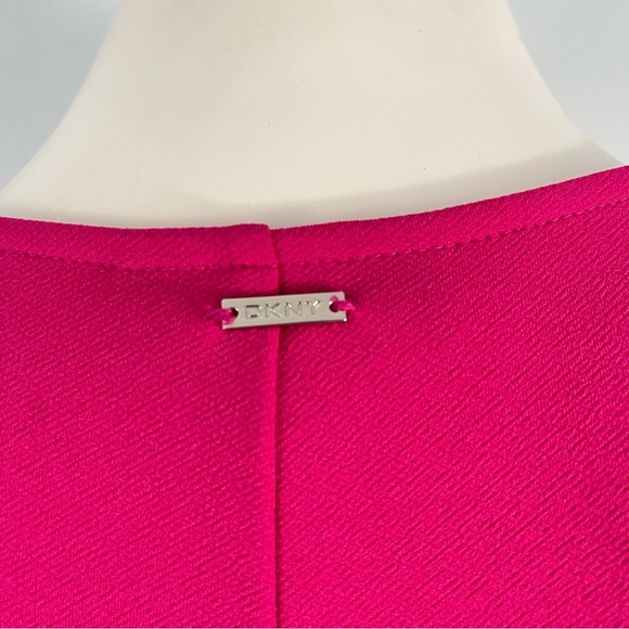 DKNY Sleeveless Midi Dress Asymmetrical Hem V-Neck - Small - Pink Cocktail Party - Picture 4 of 13